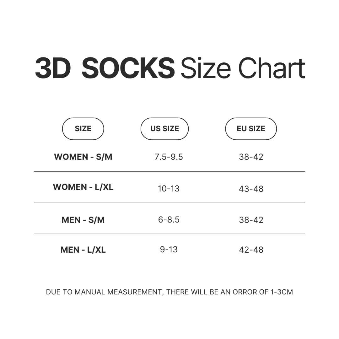 3D Socks Size Chart 3 - Trigun Store
