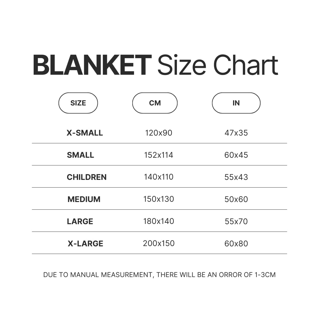 Blanket Size Chart - Trigun Store