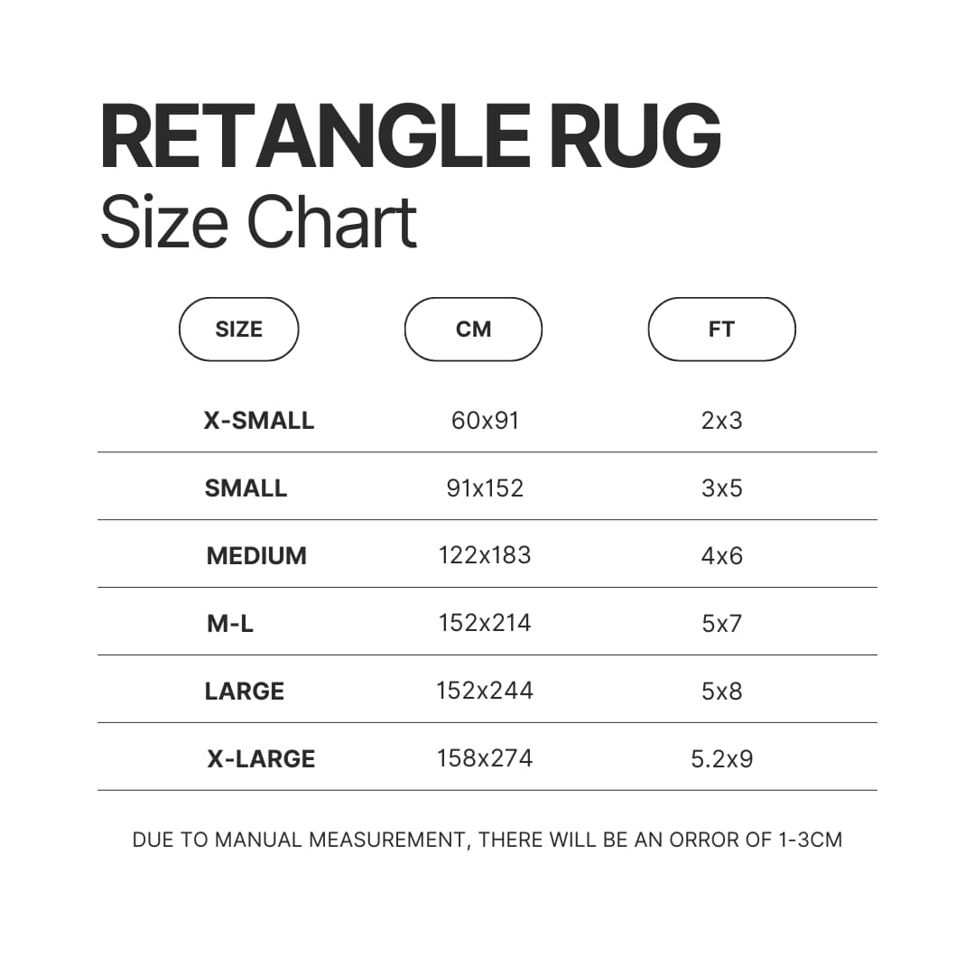 Retangle Rug Size Chart - Trigun Store