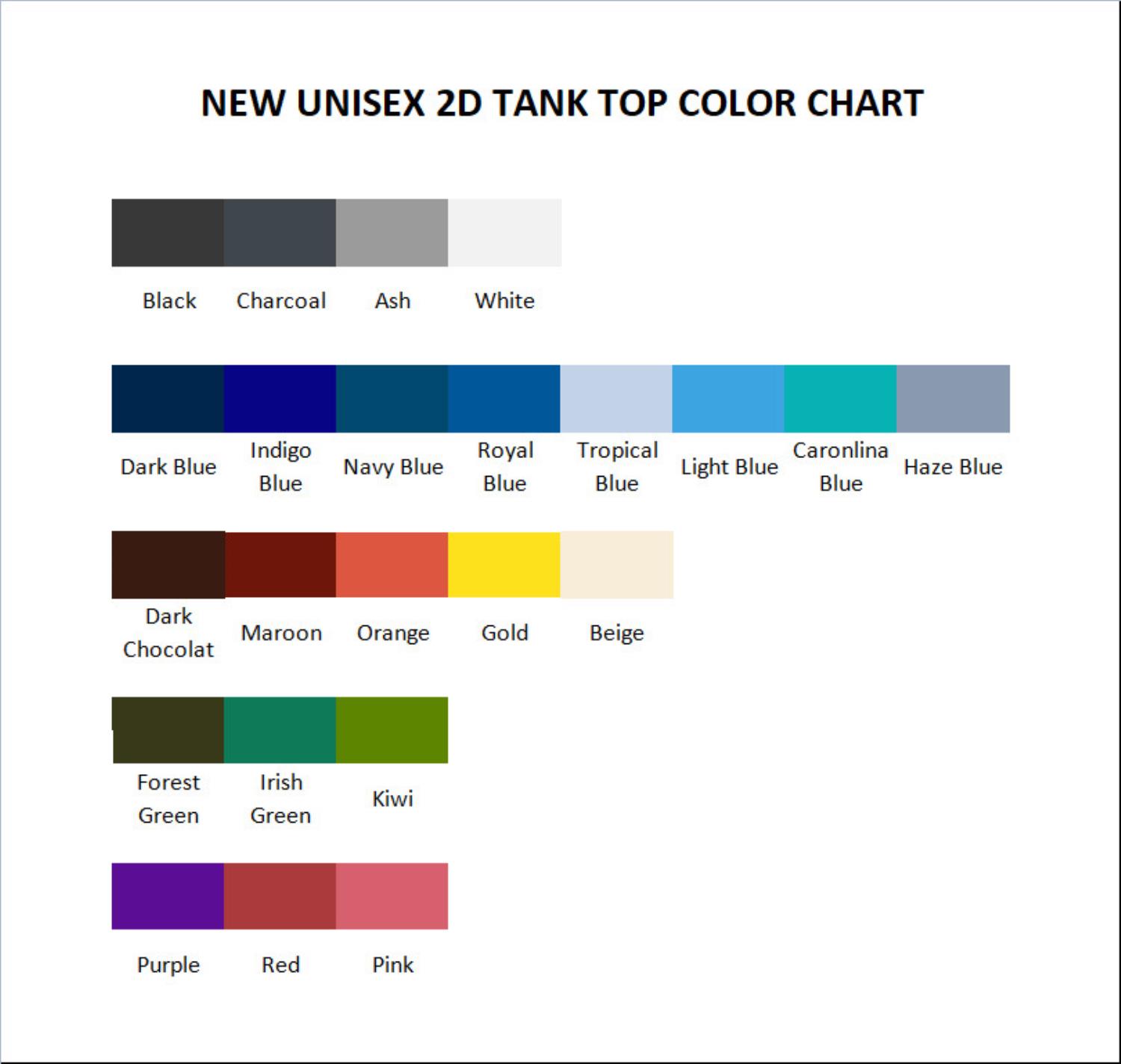 tank top color chart - Trigun Store